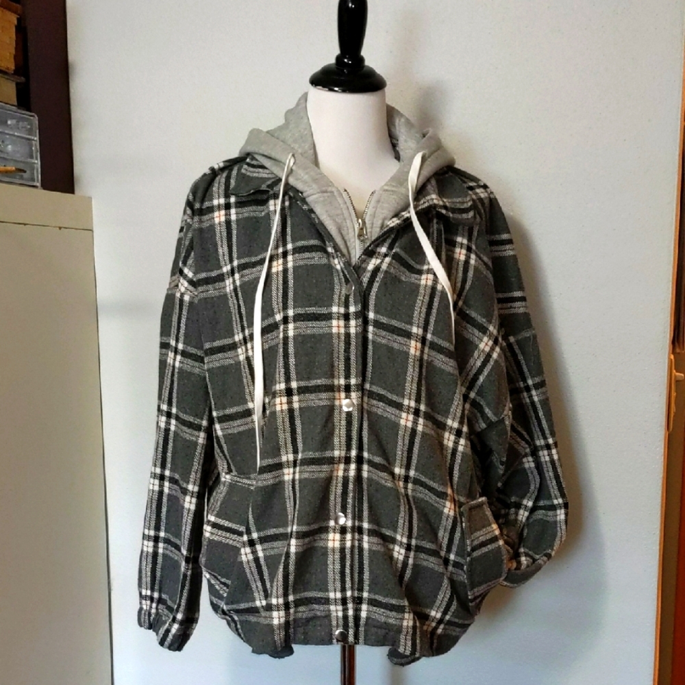Plaid Hooded Wool Jacket